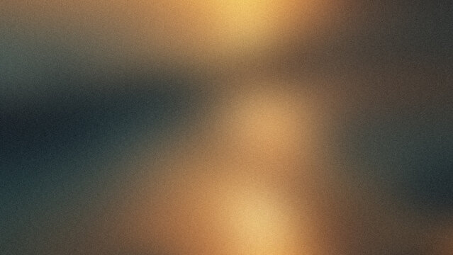 Abstract background with soft golden light and dark blue shadows with film grain texture.