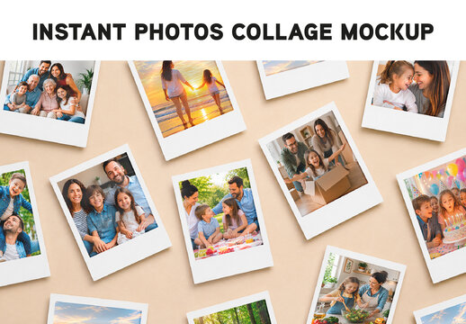 Instant Photos Collage Mockup