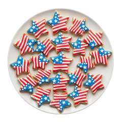Fototapeta premium Colorful mini american flags scattered in a bowl isolated on white background