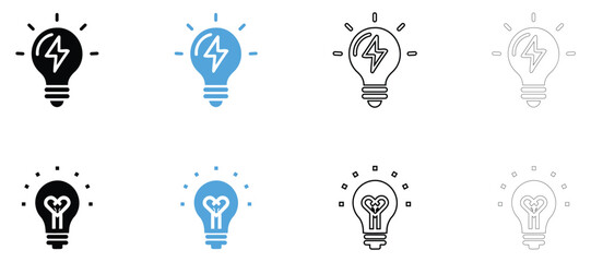 Electric light bulb icon vector, creativity idea generation creative work symbol vector, silhouette and line art illustration © Anda