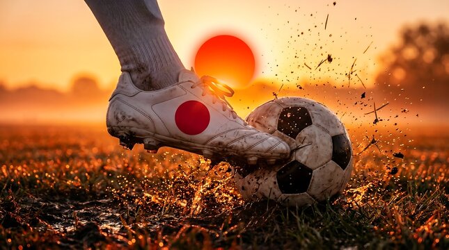Soccer cleat kicking ball 