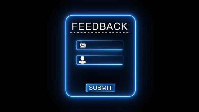 Neon Feedback Form Interface with Submit Button and Customer Response System