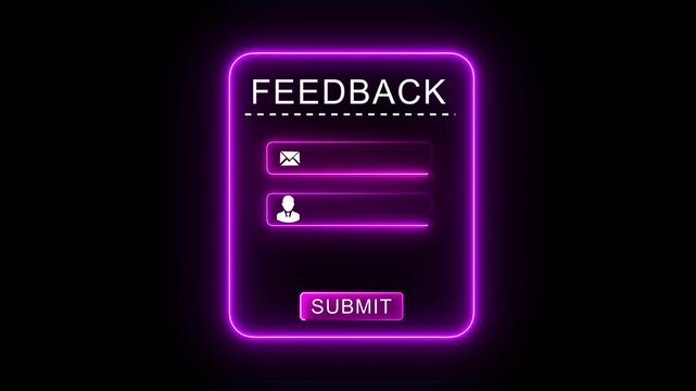 Neon Feedback Form Interface with Submit Button and Customer Response System