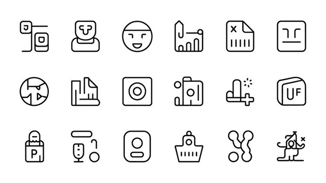 Abstract technology icons flowchart person document and creative art elements.