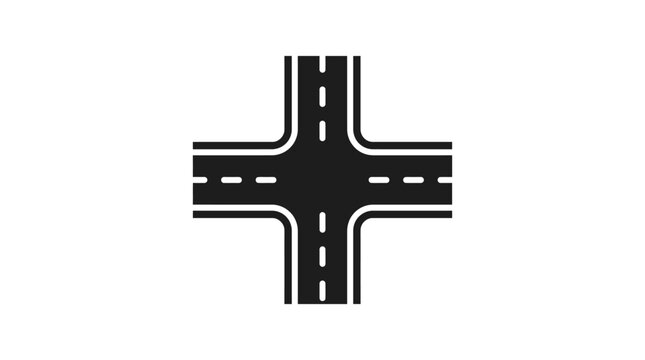 road intersection flat icon crossroads highway street