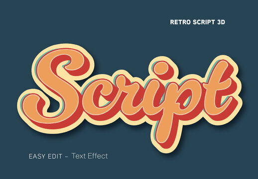 Retro Script Text Effect