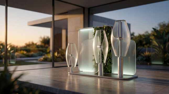 Elegant vertical axis wind turbines for modern architecture.