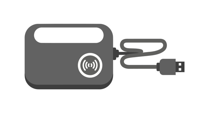 Portable bluetooth speaker with usb cable vector illustration