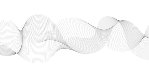 Fototapeta premium Abstract Grey Wave of Dotted Particles on White Background. Modern Minimalist Digital Waveform Technology Background
