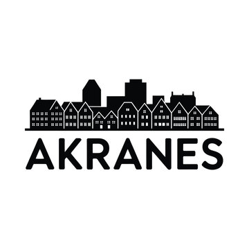 akranes city skyline silhouette black white background