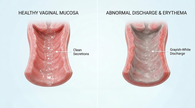 Abnormal Vaginal Discharge Erythema vs Healthy Mucosa 3D Medical Illustration
