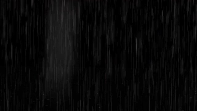 4K rain effect overlay on black background with splashing ripple