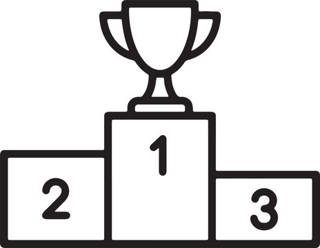 Winners podium with trophy cup and numerical ranking for first second and third place achievement.