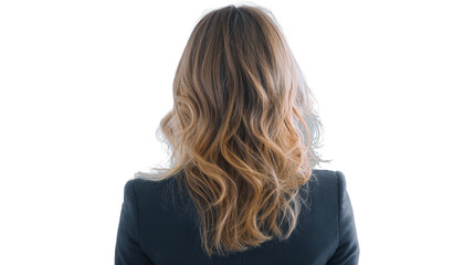 Naklejka premium Elegant Woman from Behind with Wavy Hair in Professional Setting