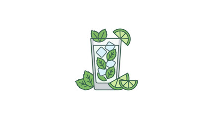 A refreshing mojito cocktail illustration with lime slices and mint leaves. © Qadeer_Sajid