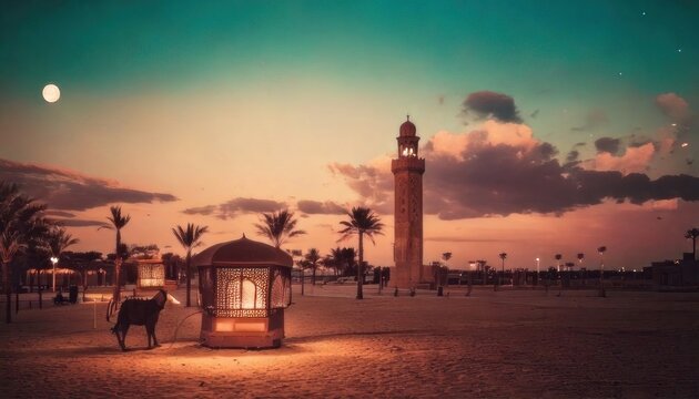 Serene Sunset at Katara Cultural Village, Doha - A Tranquil Evening Scene.