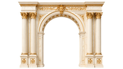 Naklejka premium Luxurious Marble Archway with Corinthian Columns and Gold Ornaments for Premium Architecture Portfolios