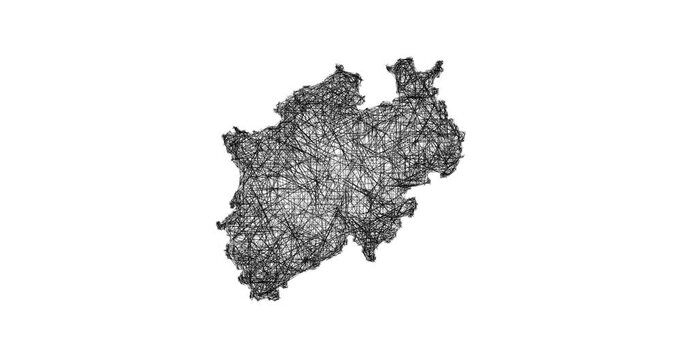 Sketch Nordrhein-Westfalen outline map animation - smooth progressive reveal