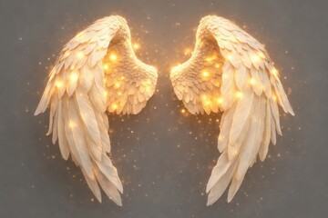 Obraz premium Glowing angel wings with sparkles.
