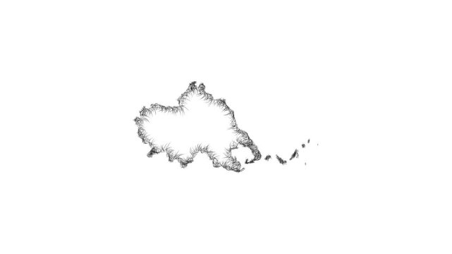 Sketch Thessaly outline map animation - smooth progressive reveal