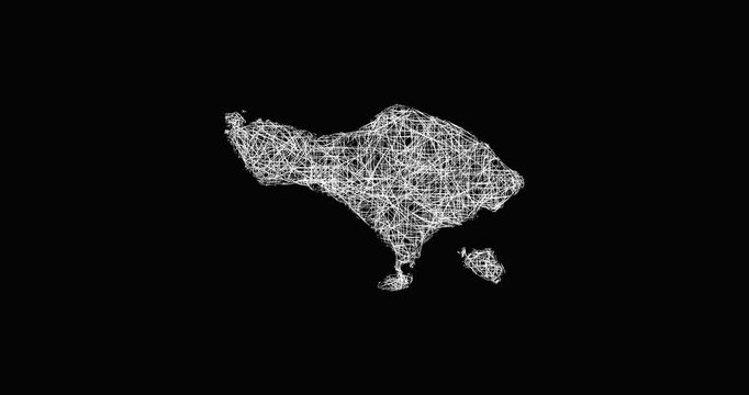 Sketch Bali outline map animation - smooth progressive reveal