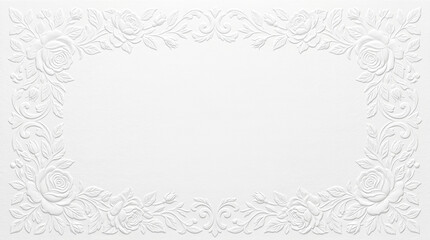 Fototapeta premium Ornate embossed floral paper frame featuring richly detailed botanical border for luxury event invitations, premium stationery and celebration materials