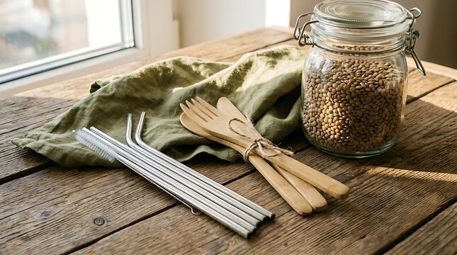Eco friendly table setting items.
