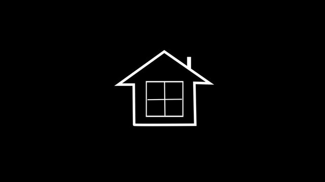 Minimalist house icon outlines residential real estate property listings. Simple house icon represents domestic mortgage lending business operations. Architectural design with a clean house icon.