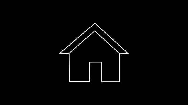 Minimalist house icon defines standard residential property shelter outlines. Clean house icon represents domestic real estate investment assets. Architectural drafting with a basic house icon.