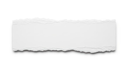 Fototapeta premium A horizontal strip of white paper with torn edges isolated on white background