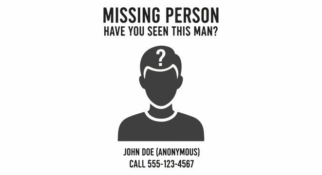Missing man poster with silhouette and contact info