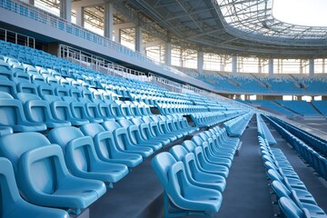 Fototapeta premium Empty stadium seating rows representing anticipation and silence