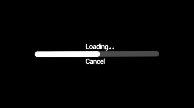 progress bar advancing over black background loading cancel element digital