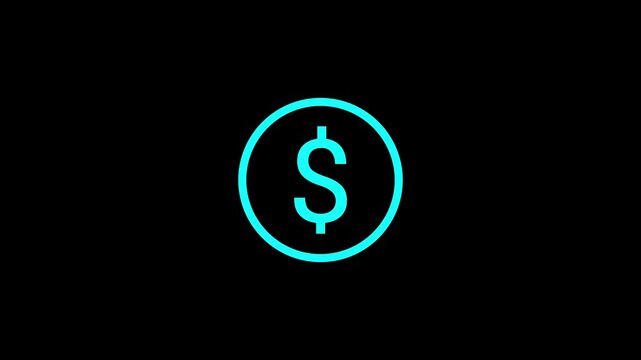 dollar sign icons evolve from symbol to filled circle icon