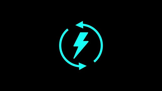 lightning bolt within rotating arrows flat icon arrow rotate circle