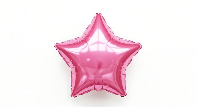 Pink star balloon isolated on white background
