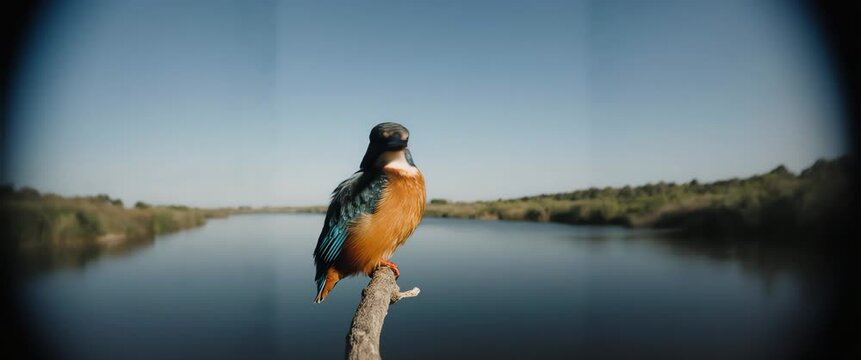 Vibrant Kingfisher near Tranquil River
