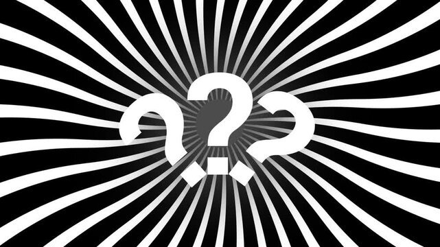 question marks appearing against black and white striped background video