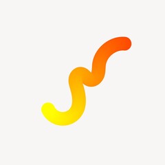 Fototapeta premium Abstract wavy shape in gradient yellow to orange on a white background.