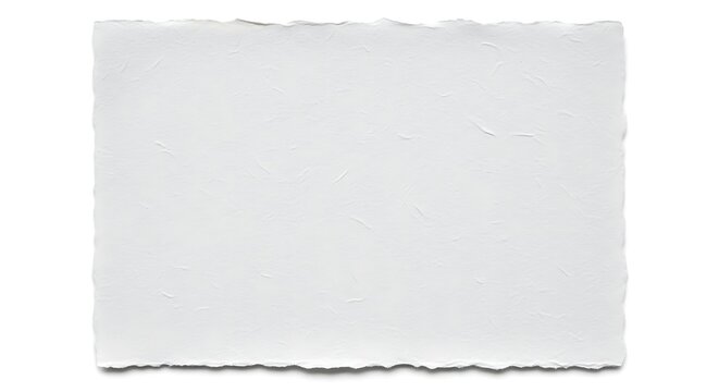 Handmade deckle edge paper texture isolated on white background