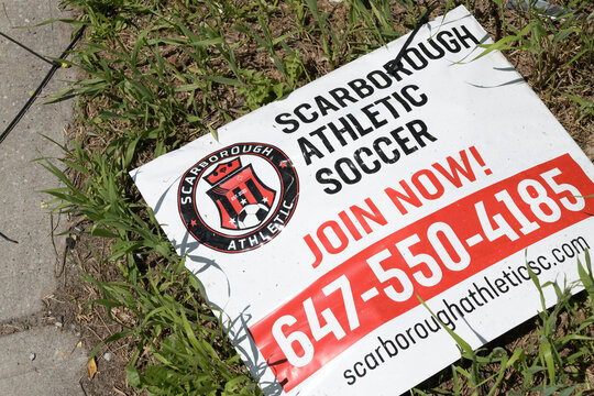  temporary Scarborough Athletic Soccer join now sign, Toronto, Canada