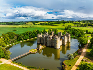 Bodiam Castle from a drone, Bodiam, Robertsbridge, East Sussex, England © Maciej Olszewski
