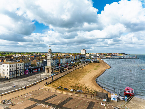 Herne Bay Clock Tower from a drone, Herne Bay, Kent, England