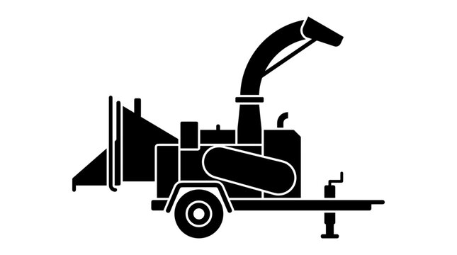Wood Chipper Machine Industrial Equipment Silhouette.