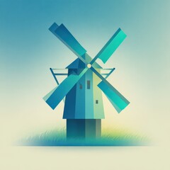 Obraz premium Calm windmill emblem with clean lines and soft gradient sky