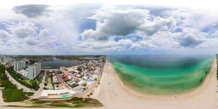 8k 360 VR aerial tour Hollywood Beach Florida