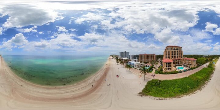 Aerial 360 Hollywood Beach tour 8k 60fps VR stock video