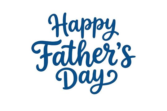Happy Fathers Day Handwritten Text Animation with Blue Lettering on White Background