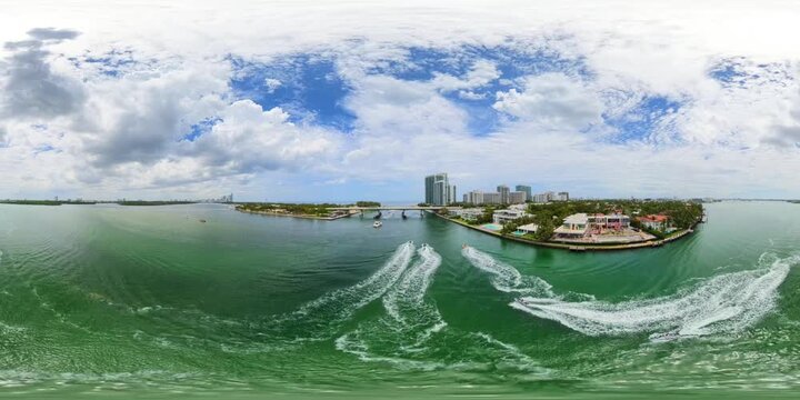 Haulover inlet between Haulover Park and Bal Harbour 360 VR 8k footage