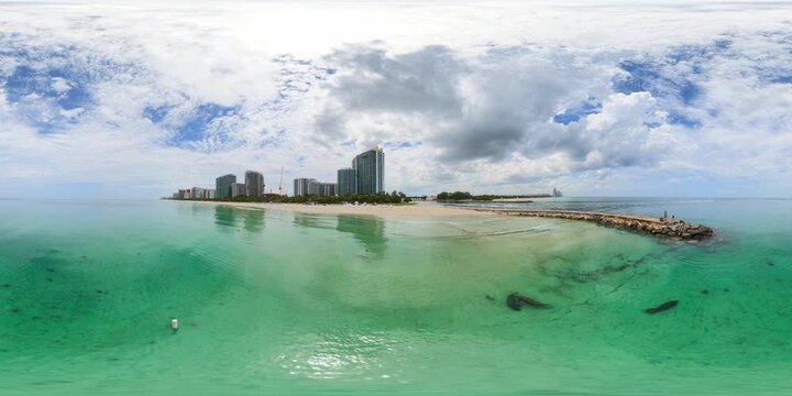 Manatees in Miami Beach by Haulover Inlet 360 VR aerial video